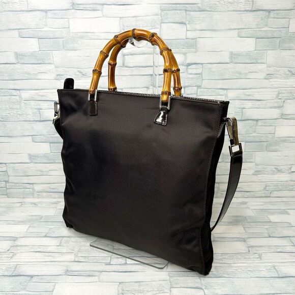 Gucci Bamboo Handle Black Nylon Satchel Bag - Picture 5 of 16